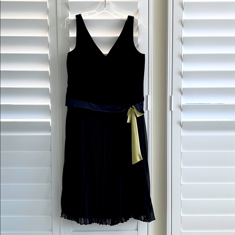 Talbots Accordion Black Dress Petite Size 6